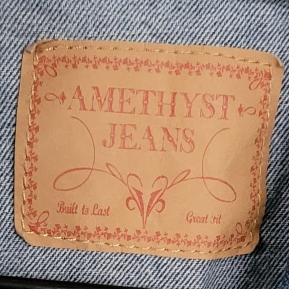 Amethyst Jeans Embroidered  Sleeveless Jean Jacket Denim Vest Size Large - Picture 3 of 14